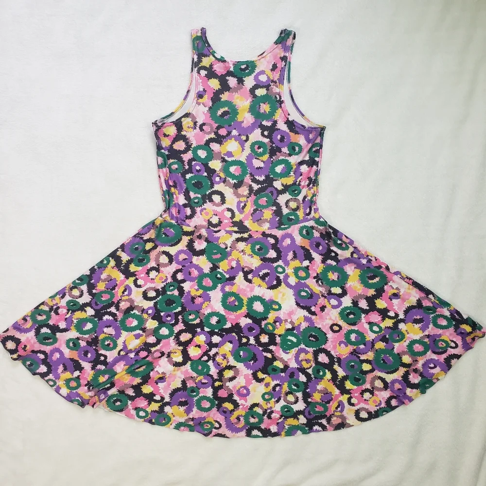 Guilty, Floral Fireworks Colourful Ombre 90s Skater Dress, Medium, Multicoloured - Picture 3 of 14